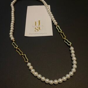 Authentic Pearl and Gold Plated Titanium Necklace